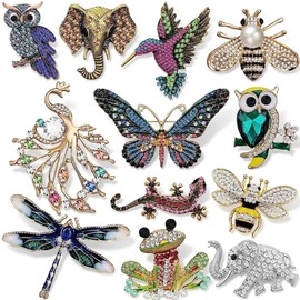 12 Pcs Brooches and Pins for Women Bulk Set Rhinestone Broches Pin Crystal Vintage Brooch Retro Pin Broches Para Ropa De Mujer Gifts for Women Girls