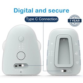 Audio Baby Monitor TimeFlys Twin Crown,Temperature Monitoring,Vibration,Lullabies,Rechargeable Battery,Talk Back Intercom,USB Connection,Zero Emission at Night Mode,Long Range up to 1000 ft