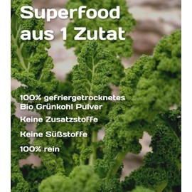 KaLOHaS+ Pure Superfood Organic Kale Powder - No Additives, Freeze Dried, High Content of Protein, Calcium, Vitamin C & K - Antioxidant Rich, 9 Essential Amino Acids, 25 x 2 g Sachets