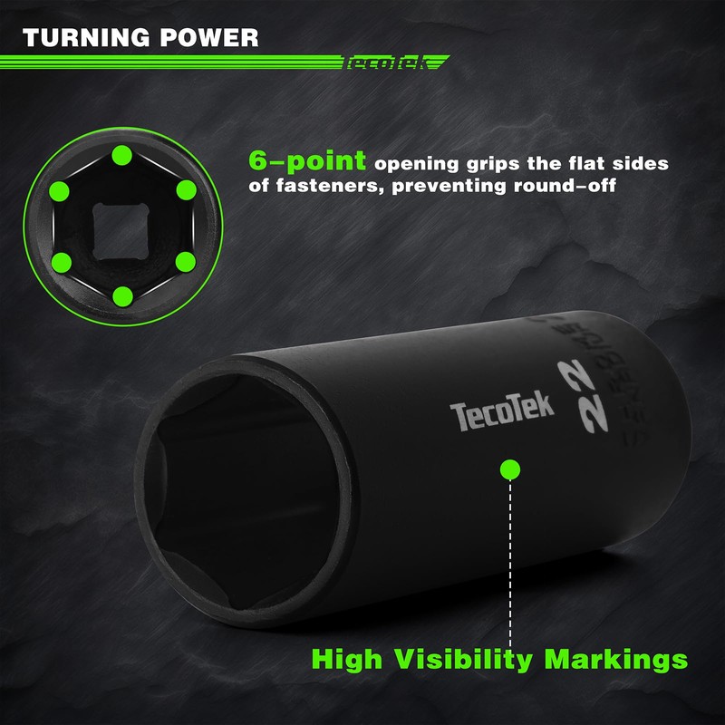 TecoTek 1/2" Drive Deep Impact Socket Set, 38-Piece Socket Set