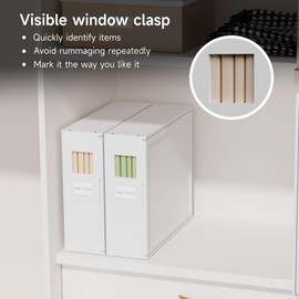 Under Bed Storage Organizer, Bamboo Storage Bins for Bed Sheets, Duvet Covers, and Pillows, Linen Closet Organizer with Window and Label, Space-Saving Bedding Storage Solution (White, 2 Pack)
