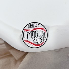 Sports Baseball Brooch Funny Enamel Pin for Women Girls Boys Creative Novelty ''There's No Crying in Baseball'' Movie Quote Words Lapel Pins Badges Cute Brooches Button Gifts Backpacks Hat Jacket Decor Jewelry