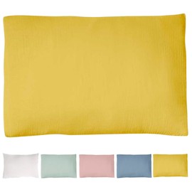 Le Lit de Mon Bébé 40 x 60 cm Double Cotton Gauze Saffron Yellow Super Soft Cot Bed Pillowcase 60 x 120 or 70 x 140 cm Crepe Fabric Swaddle Craftine