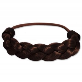 Mia Braided Tonytail Ponytail Wrap Hair Accessory Cuff Braided Synthetic Wig Hair On Elastic Rubber Band for Women, Teens, Dance - Dark Brown Color 1pc