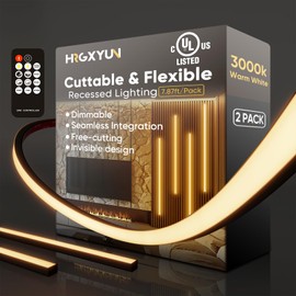 HRGXYUN LED Recessed Light Kit, Flexible & Cuttable 3000K Warm White Retrofit Kit LED Light,Dimmable Self-Adhesive Strip Lights for Wood Slat Walls, Accent & Acoustic Panels (7.87ft),24V,UL Listed