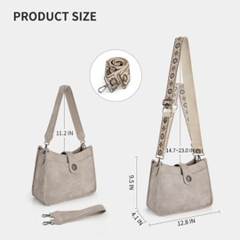 APHISON Crossbody Bags For Women Trendy, Vegan Leather Crossbody Purses Hobo Handbags Shoulder Bag with 2 Strap Grey