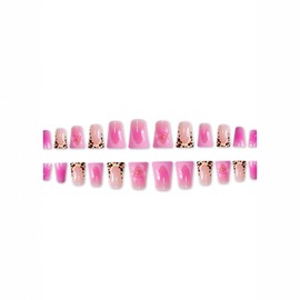 FIEONCIY Press on Nails Duck Shaped Glossy Full Cover Acrylic French False Nails with Designs Artificial Medium Duck Fake Nails with Charms Glue ons Fingernails for Women Girls(YZ06)