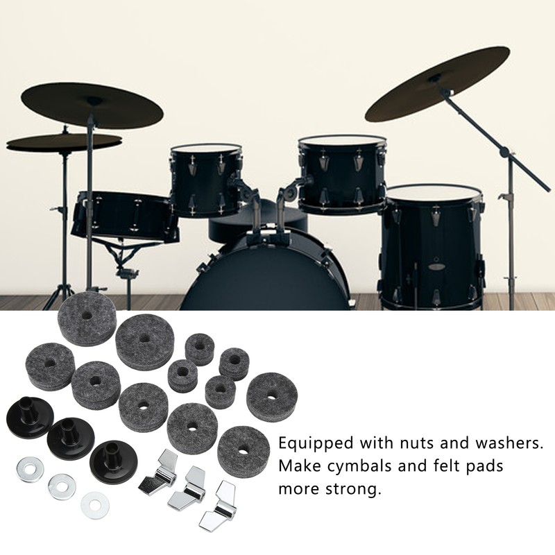 21Pcs Cymbal Replacement Accessories Felts Sleeves Wing Nuts Washers for
