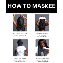 Maskee-Beauty Hood Blaq – Breathable & Reusable Smudge-Free Face Cover for Makeup – Cosmetic Protection Veil for Women of All Ages (Black)