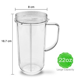 Yur1help MB-00122oz Cups Compatible with NutriBullet Magic Bullet 200W Blender Mixer, 2 Pack Tall Mugs Replacement Parts Accessories for Magic Bullet Juicer