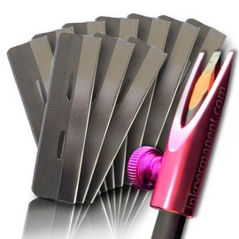 Metal Eyebrow Pencil Shaper and Mapping Sharpener, Shaping Tool for Waterproof Peel-Off Brow Pencils with 10 Razors Duckbill Sharpener, Eyebrow Mapping Kit (Pink)