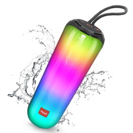 Ykall Bluetooth Speaker, Portable Bluetooth Speaker 20W with Light Show, Wireless Outdoor Speaker with Stereo Sound, IPX5 Waterproof, 12H Playtime Supports FM Mode, TF, USB for Home, Outdoor, Beach