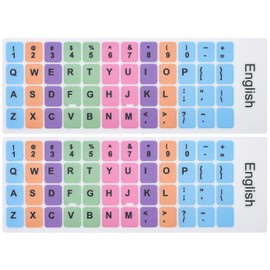 2 Pcs English Keyboard Replacement Letter Stickers,Universal English Computer Keyboard Replacement Stickers English Keyboard Colorful Rainbow Lettering Stickers,Non Transparent (English-Rainbow)