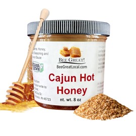 Cajun Hot Honey, All-Natural Hot Honey Sauce for Pizza, Meats, Vegetables, & More Gluten-Free Spicy Honey Hot Sauce, Made in USA, 8 Oz, by Bee Great