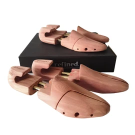 Refined.Cedar Shoe Tree 2 pack Red Cedar Wooden Shoe Trees with Twin Tubes,Men's Twin Tubed Shoe Trees 6-16Sizes shoe tree wood (2Pairs, EU 44-45 / Large / 11-12 US)