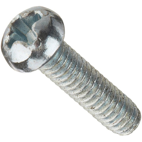 Small Parts Steel Machine Screw, Zinc Plated Finish, Round Head,