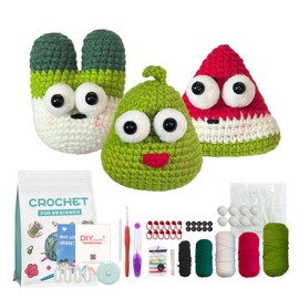Madwave Beginner Crochet Kit for Adults & Kids – Create 3 Fruit Set with Complete DIY Set, Step-by-Step Video Tutorials, Yarn, Hook, and All Accessories Included