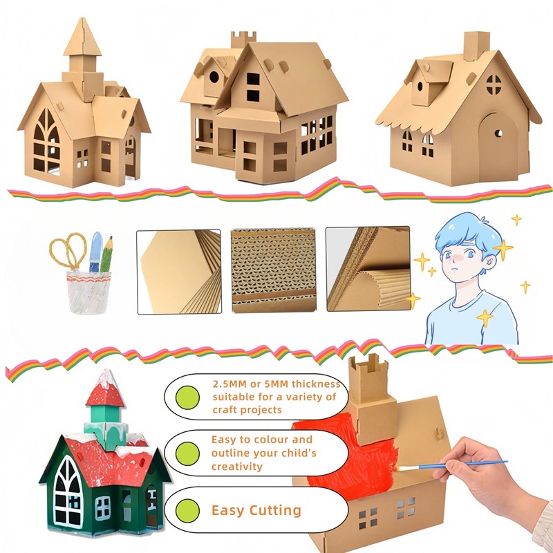 9 Pack A3 Corrugated Cardboard Sheets - Thick Kraft Card