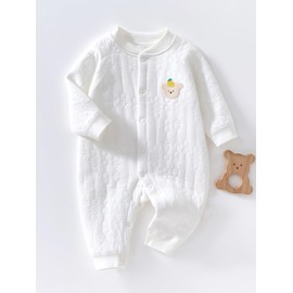 Babyfond Baby Bodysuit Unisex Children's Wrap Bodysuit Baby Toddler Bodysuit Newborn Baby Warm Cotton Bodysuit with Hat 100% Cotton Toddler Homewear, White