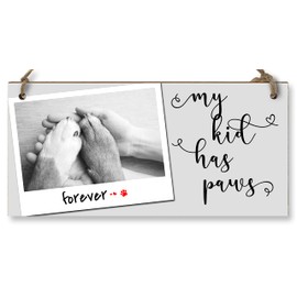 The Plum Penguin Handmade Wooden Hanging Wall Plaque My Kid Has Paws Funny Cute Sentimental Sign Pet Lover Cat Dog Mum Dad