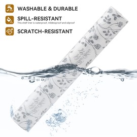 RAY STAR Shelf Liner, 12 Inch x 10 Feet Non Adhesive Floral Kitchen Cabinet Liner for Pantry Drawer Vanity, Strong Grip Non Slip, Wisteria Grey Shelf Liners for Kitchen Cabinets Cupboard