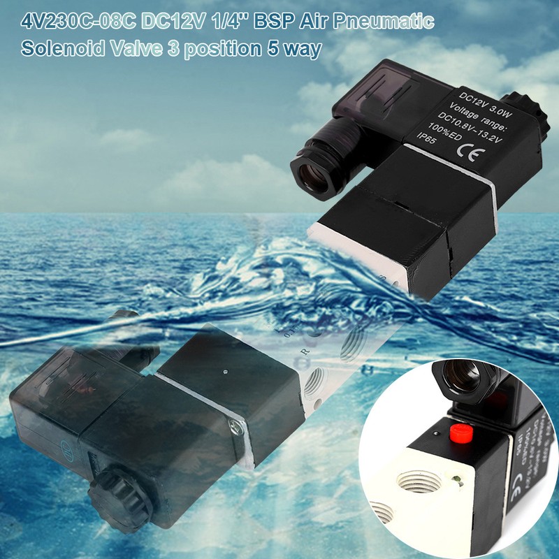 DC 12V BSP 1/4 Normally Closed 3 Position 5 Way