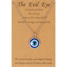 VIBILIA - Collar con colgante de ojo malvado, protección de ojos azules turcos, collares de la suerte, regalos para hombres y mujeres (sol), color plateado, Metal, Otras piedras preciosas