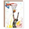 Artery8 Greeting Card Basketball Player Jump Hoop Sport Watercolour For