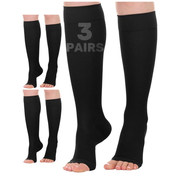 (3 Pack) Wide Calf Sheer Compression Socks for Women 20-30mmHg