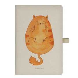 Mr. & Mrs. Panda DIN A4 Baumwoll Notizbuch Katze Mittelfinger - Geschenk, Eintragebuch, Katzenliebhaber, Notizheft, Notizen, Kladde, Katzen, Adressbuch, Mieze, Mietze, Tagebuch, Kater, Katzenfreund
