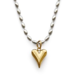 JewelVOX Women's Necklace, Short, Surgical Stainless Steel, Heart, Ball Chain, Hypoallergenic, Adult, Stylish