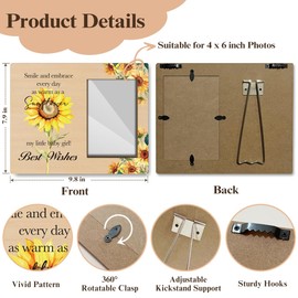 TRKAE Sunflower Picture Frame Inspirational Picture Frame, My Little Baby Girl, Daughter Gifts for Birthday Graduation Christmas, 4x6 Wooden Photo Frame For Wall Tabletop Display /047