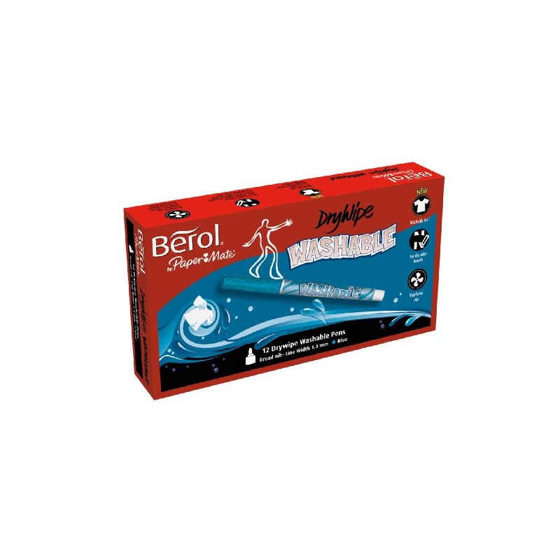 Berol Washable Dry Wipe Pen Bullet Nib 1.3mm - Blue