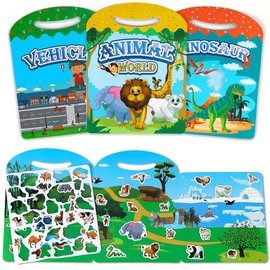 Reusable Sticker Books for Toddlers 1 2 3 Year Old Boys Girls Gifts:- Toddler Stickers Activity Books - Airplane Travel Essentials for Kids - Busy Toys for 2 3 4 Year Old Boys Girls Birthday Gifts