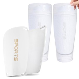Ueiieeeh Soccer Shin Guards, Shin Pads and Shin Guard Sleeves for Football Games, EVA Cushion Protection Reduce Shocks and Injuries (White, Small)