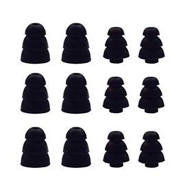 Motanar Triple Flange Replacement Eartips, Soft Noise-Isolation Silicone Ear Tips with 2mm Connector for Etymotic Shure Klipsch Westone, in Ear Canal, S/L Size Included, 6 Pairs (Black)