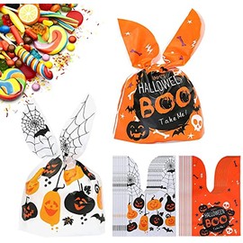 Bolsas de dulces de Halloween, 100 Unidades de Bolsas de Regalo de Halloween,Bolsa de regalo de dulces y bocadillos para fiesta de con orejas de conej