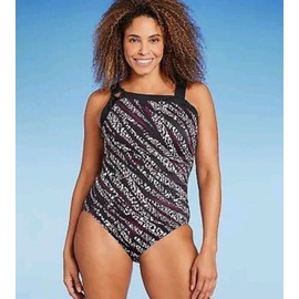 AQUA GREEN Women's Asymmetrical Shoulder One Piece Swimsuit Size Large NWT