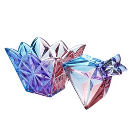 SOCOSY Royal - Tarro de cristal transparente con forma de corona morada en relieve con tapa, para caramelos, caramelos, bufé, joyero, comida, 7 onzas