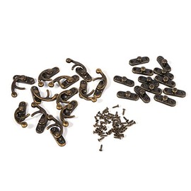 Jewellery Box Latch, Pack of 12 Hinges Antique Locking Hooks, Wooden Box, Small Latch Clasps with Screws, for Jewellery Box, Tool Box, Mini Cabinet Door (Bronze Left)