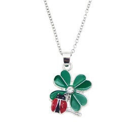 Women's Necklace with Clover Leaf Pendant Ladybird Lucky Charm 45 + 5 cm Zinc Not Applicable, Zinc, Not Applicable