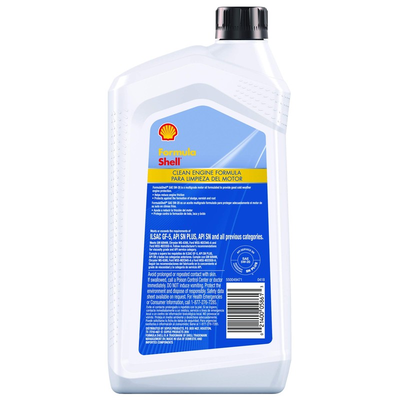 Formula Shell 5W-20 Motor Oil (SN/GF-5), 1 Quart (Pack of