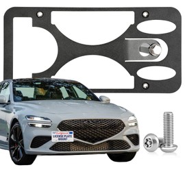 Heavy Duty Front License Plate Frame Compatible with Genesis G70 2019-2025, No Drill Tow Hook Mount, Anti-Theft Front License Plate Holders Bracket, Rust-Proof, Weather & Rattle Proof Car Accessories