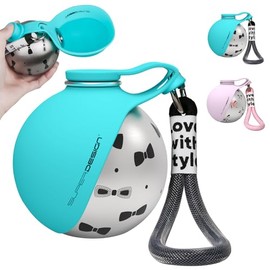 Botella de agua portátil 2 en 1 para perros pequeños, a prueba de fugas y compacta, botella de agua de viaje para perros, botella de acero inoxidable y tazón de silicona, ideal para caminar