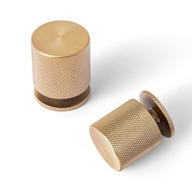 Goo-Ki 6 Pack Knurled Champagne Bronze Cabinet Knobs Champagne Gold Drawer Knob, Modern Solid Single Hole Bar Pulls Handles for Closet Wardrobe Dresser Cupboard, 2278UBR-DK