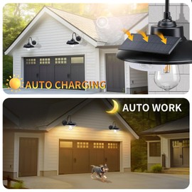 CRIRY - Luz solar de granero con 3 modos de iluminación y sensor de movimiento, luz solar de pared de cuello de cisne al aire última intervensión IP65, luces solares impermeables para porche,