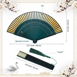 NAHRMY Pack of 2 Hand Fans, Handheld Folding Fan, Oriental Bamboo Fan for Birthday Gifts, Wedding Gifts, Dance, Summer Party Decorations