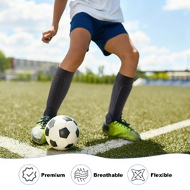 norespnea Soccer Shin Guards, Soccer Shin Guard Pads with Calf and Ankle Protection, SoccerProtective Equipment for Youth and Adult, SoccerAccessories for Boys and Girls– Black(XL)