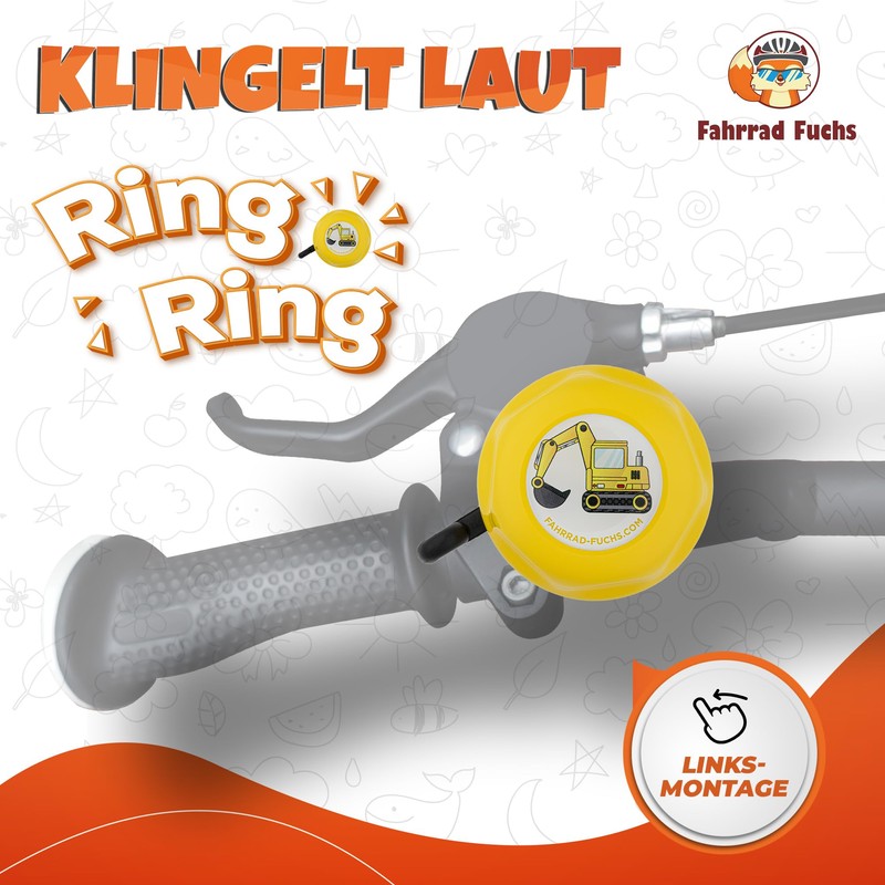 Bicycle Bell Kids - Excavator/Yellow - Funny Bicycle Bell Kids