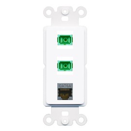 RiteAV 1 Port CAT6A 2 SC-APC-Simplex Coupler Jack Insert Rocker Module Female-Female for Decorative Wall Cover Face Plate [White]